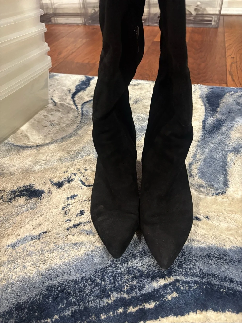 Sam Edelman Black Suede Over-the-Knee Pointed-Toe Stiletto Boots
